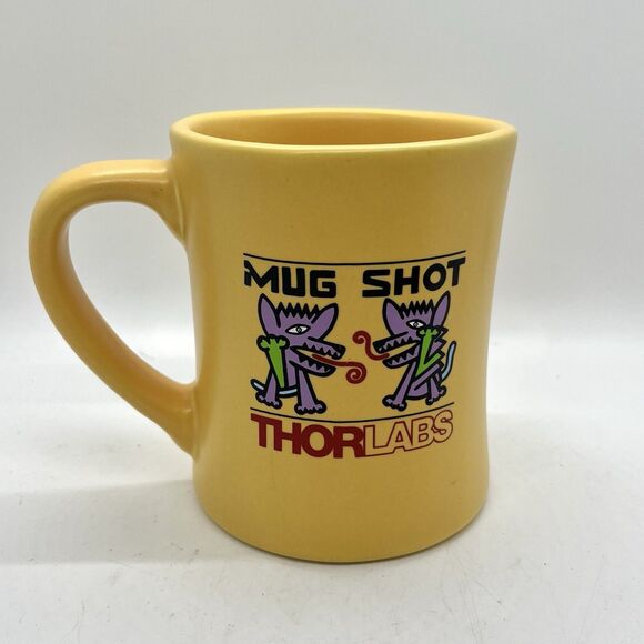 ThorLabs Mug Shot Coffee Cup Ceramic Limited Edition Aztec Dogs Yellow USA - Picture 3 of 6